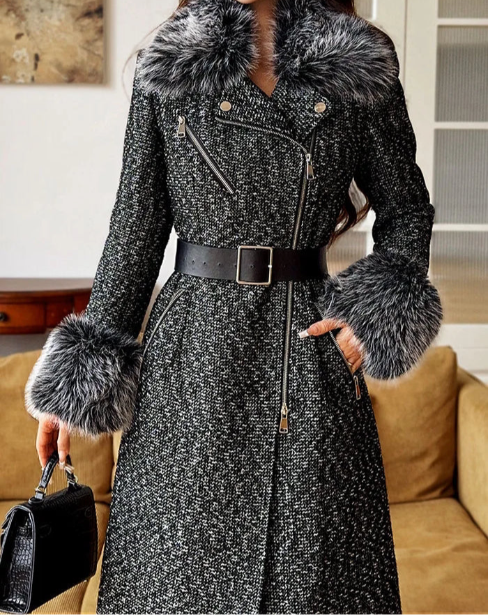 Briana Black Double Breasted Woolen Coat