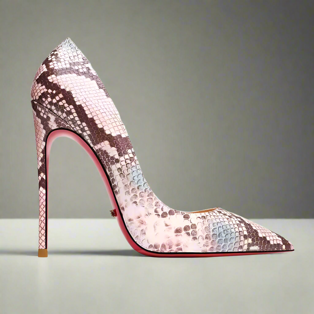 Shalom Pink-Blue Animal Print Red Bottom Heels