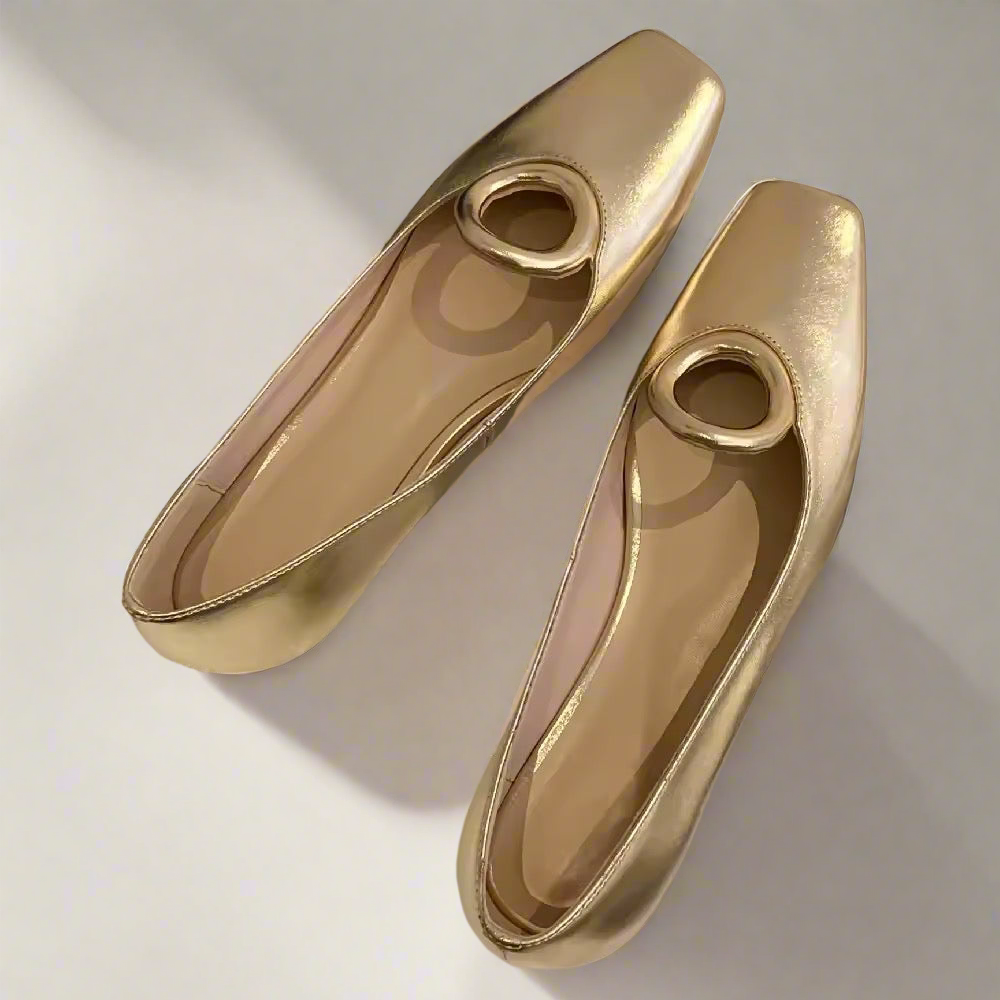 Cyma Gold square toe slip-on ballet flats