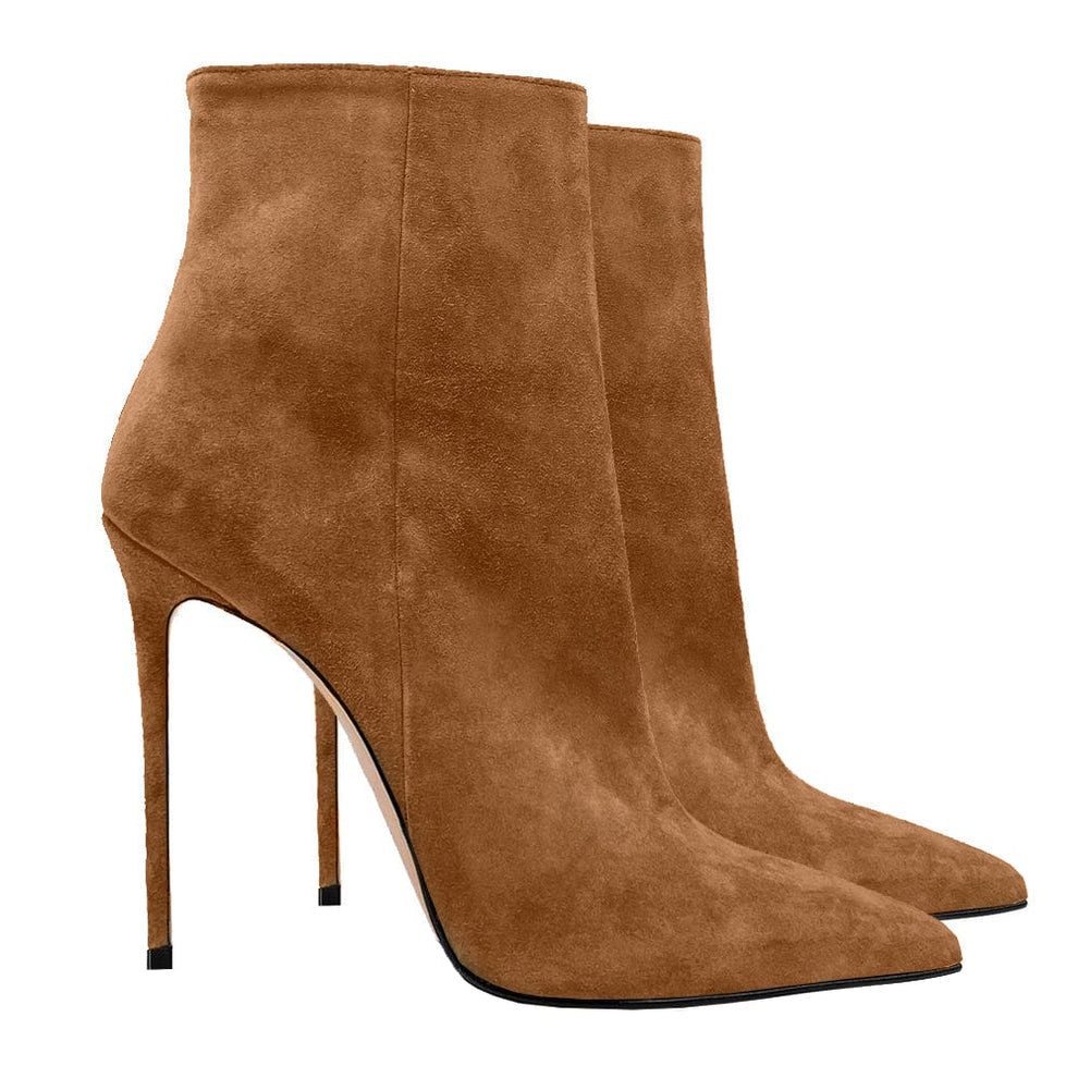Nala Flock Brown Ankle Boots