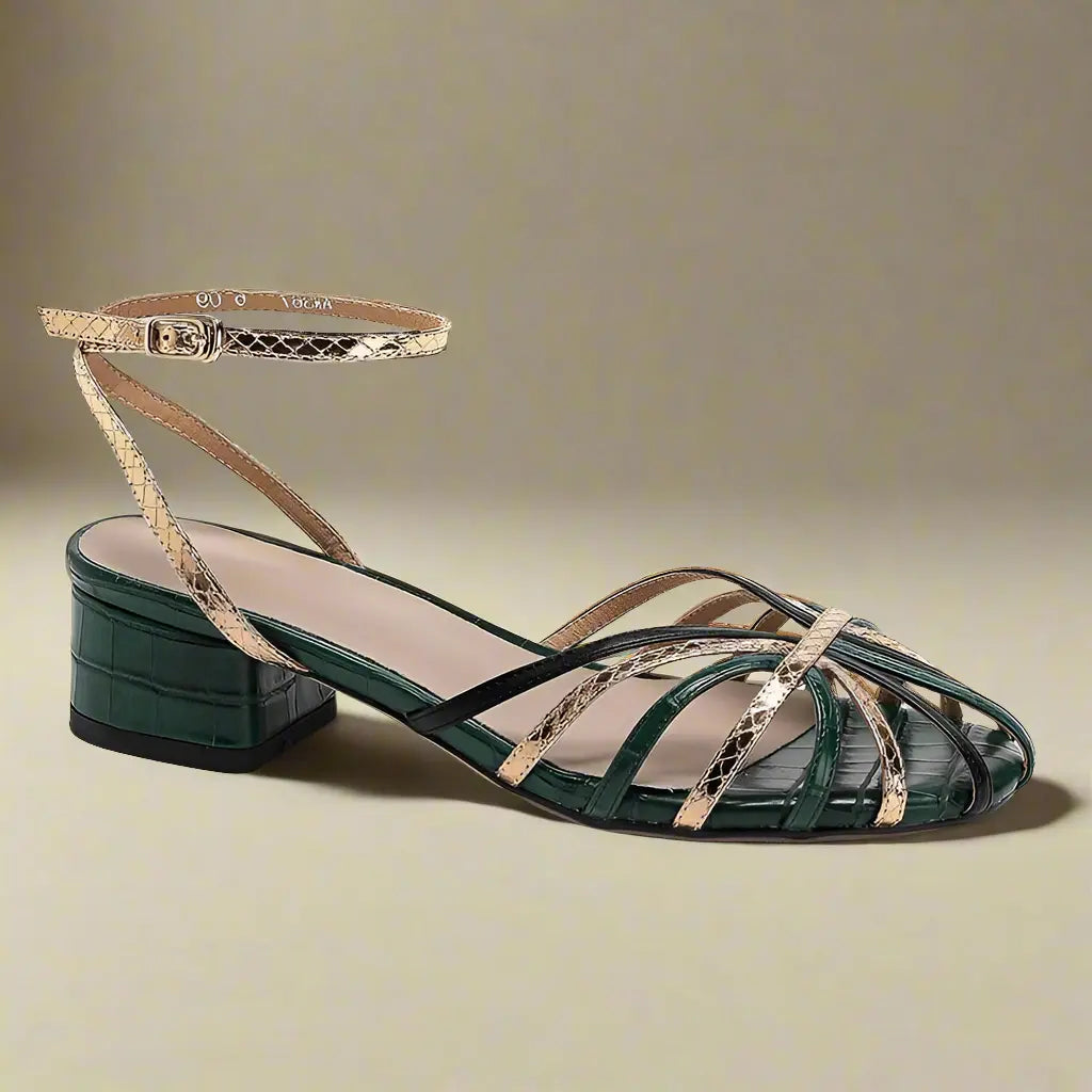 Jamal Green & Gold Flat Sandals - Queen Sheila Brand