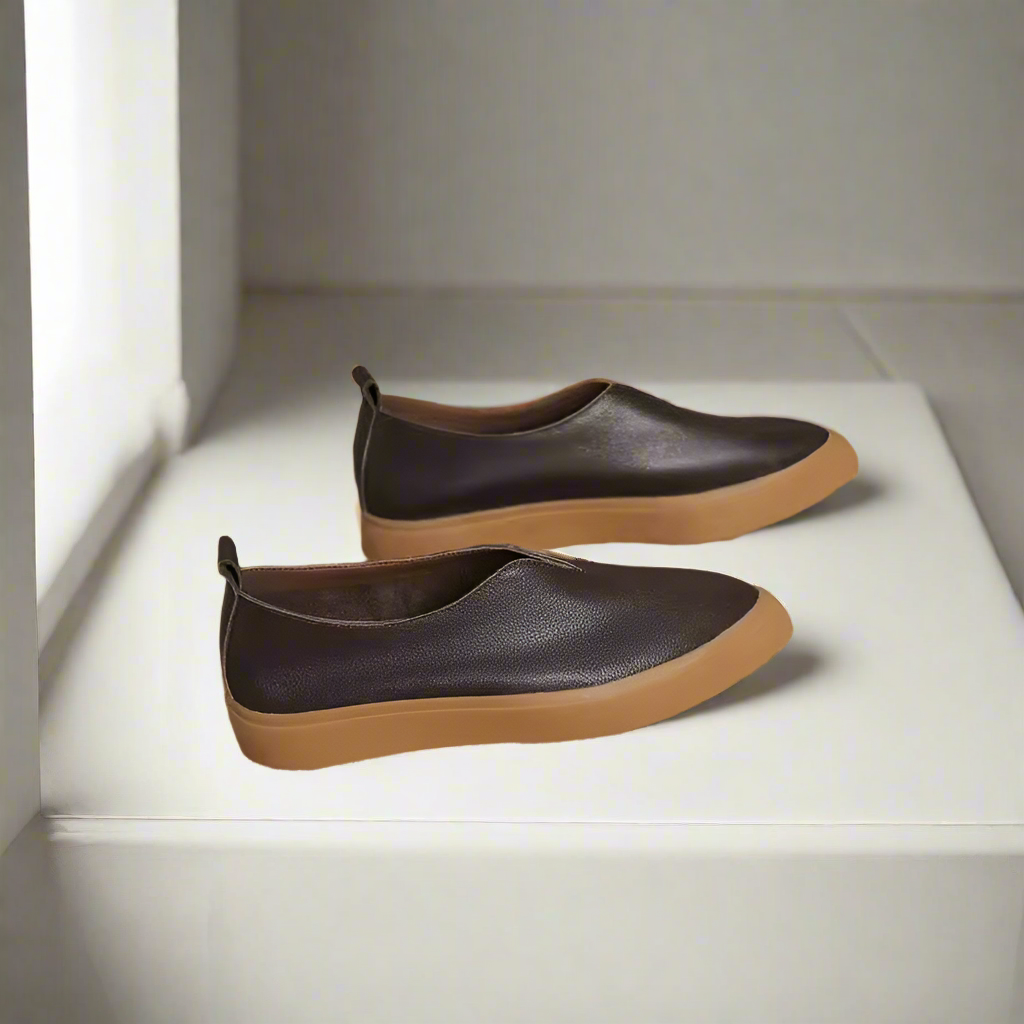 Gayle Brown Pointed Leather Loafers