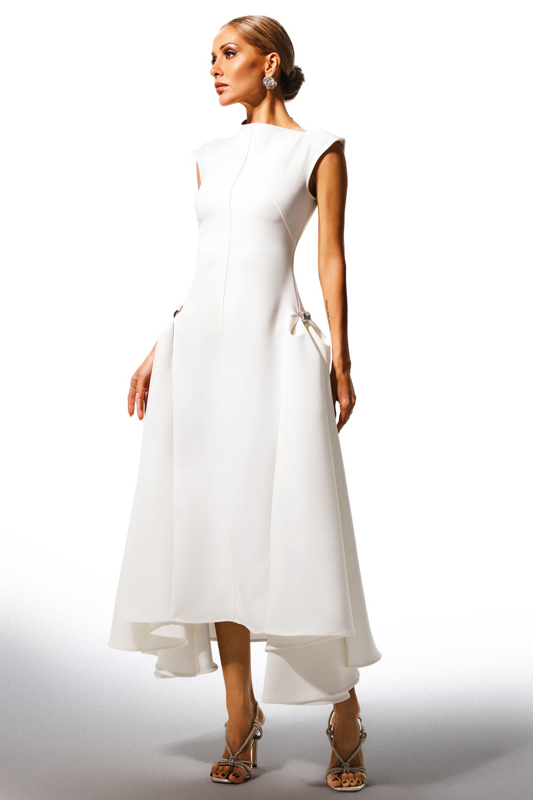 Rachel White Sleeveless Midi Dress