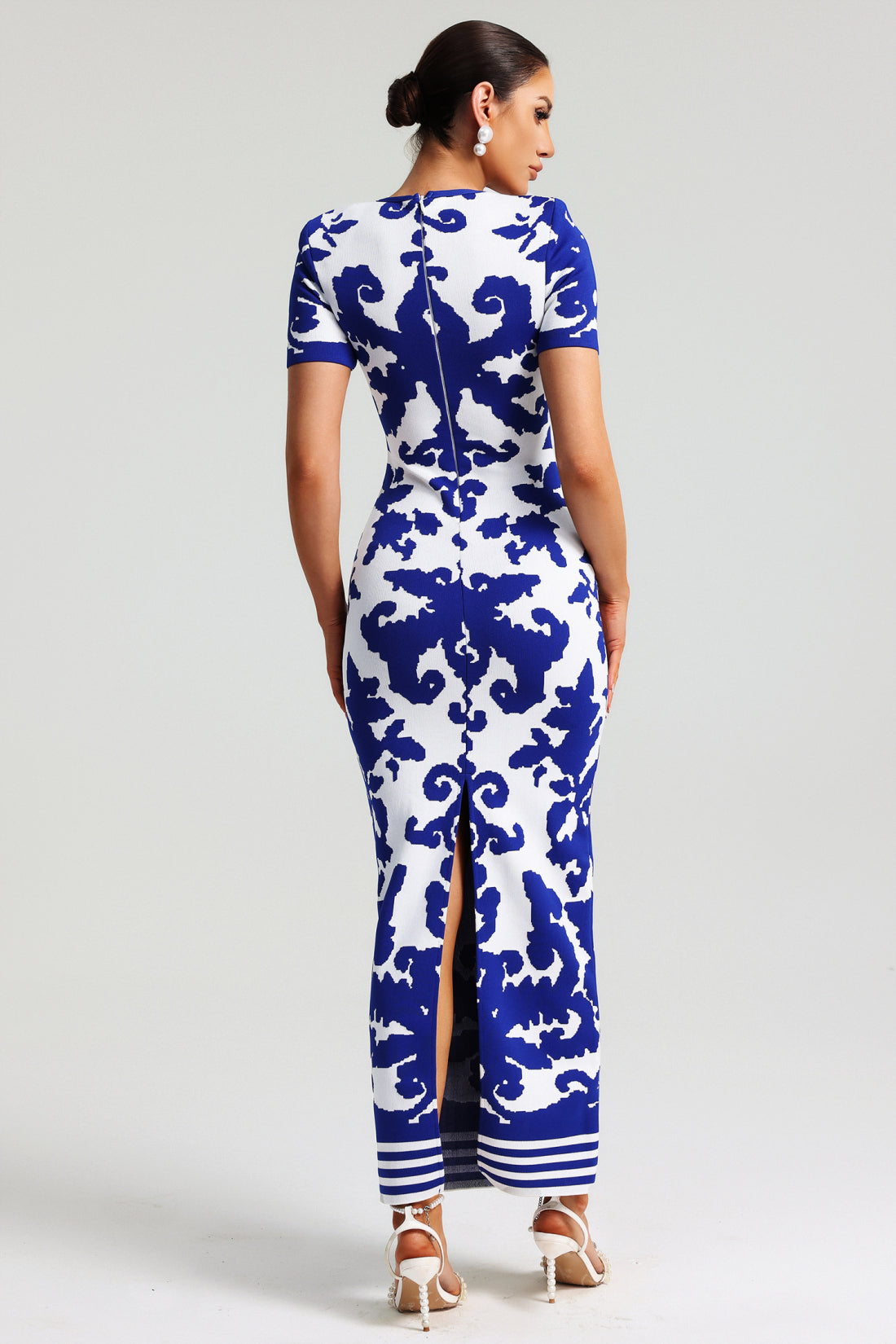 Amara Blue Jacquard Bandage Maxi Dress