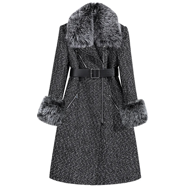 Briana Black Double Breasted Woolen Coat