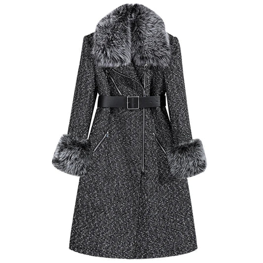 Briana Black Double Breasted Woolen Coat