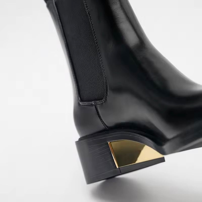 Zinnia Round Toe Chunky Heel Boots
