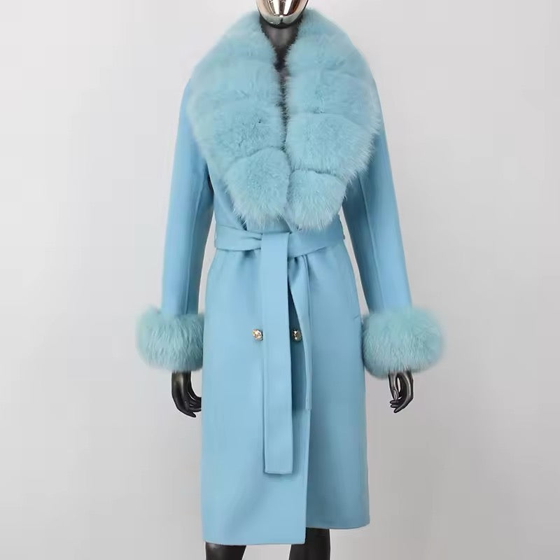 Theodora Blue Cashmere Wool Coat