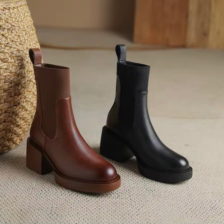Shiloh Black Platform Leather Boots