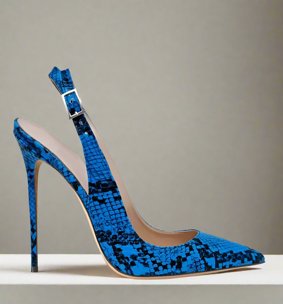 Eve Blue Animal Print Slingback Sandals