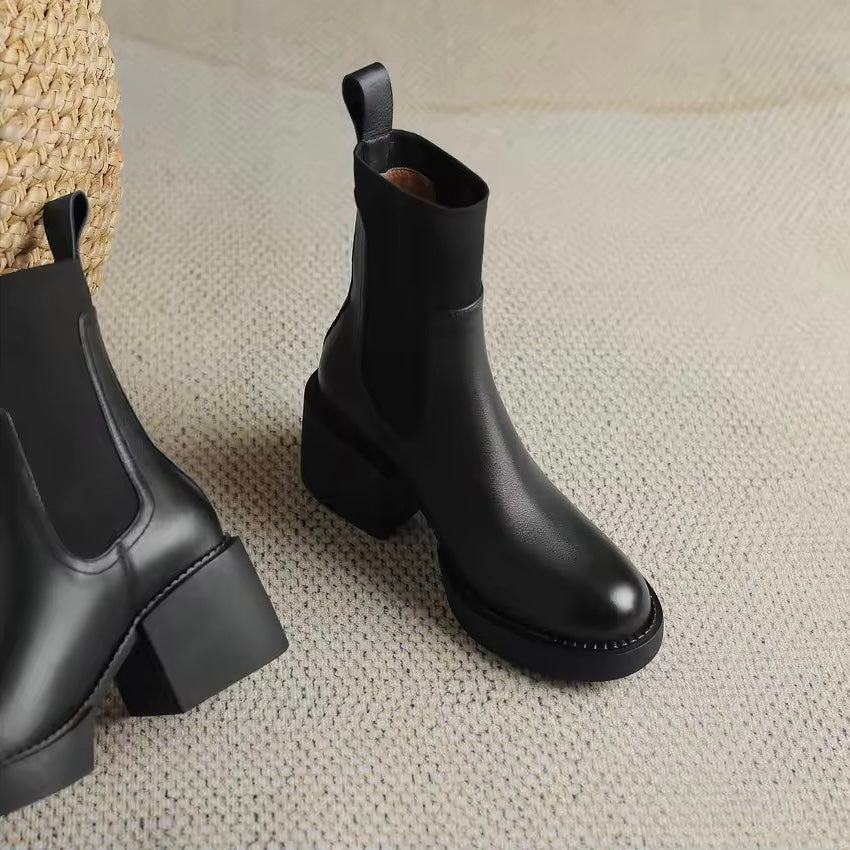 Shiloh Black Platform Leather Boots