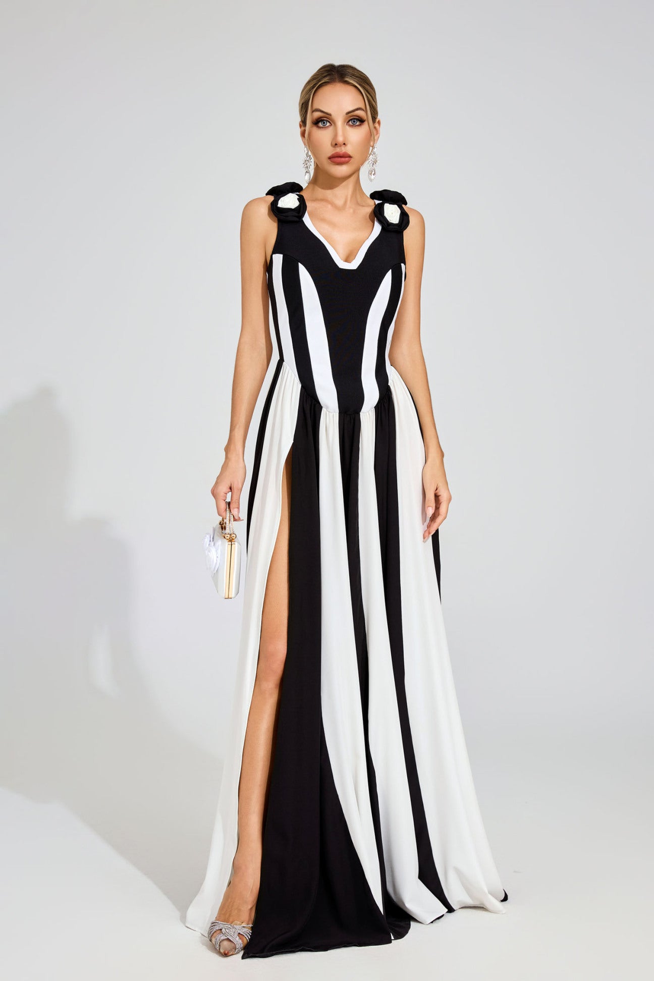 Hilary Black Sleeveless Bandage Maxi Dress