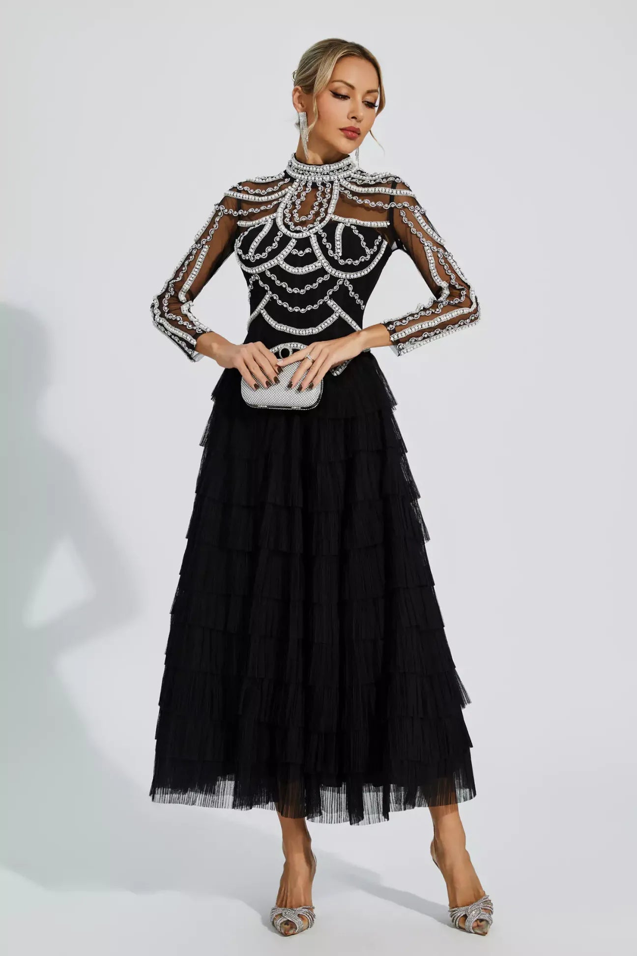 Samantha Black Beading Maxi Dress