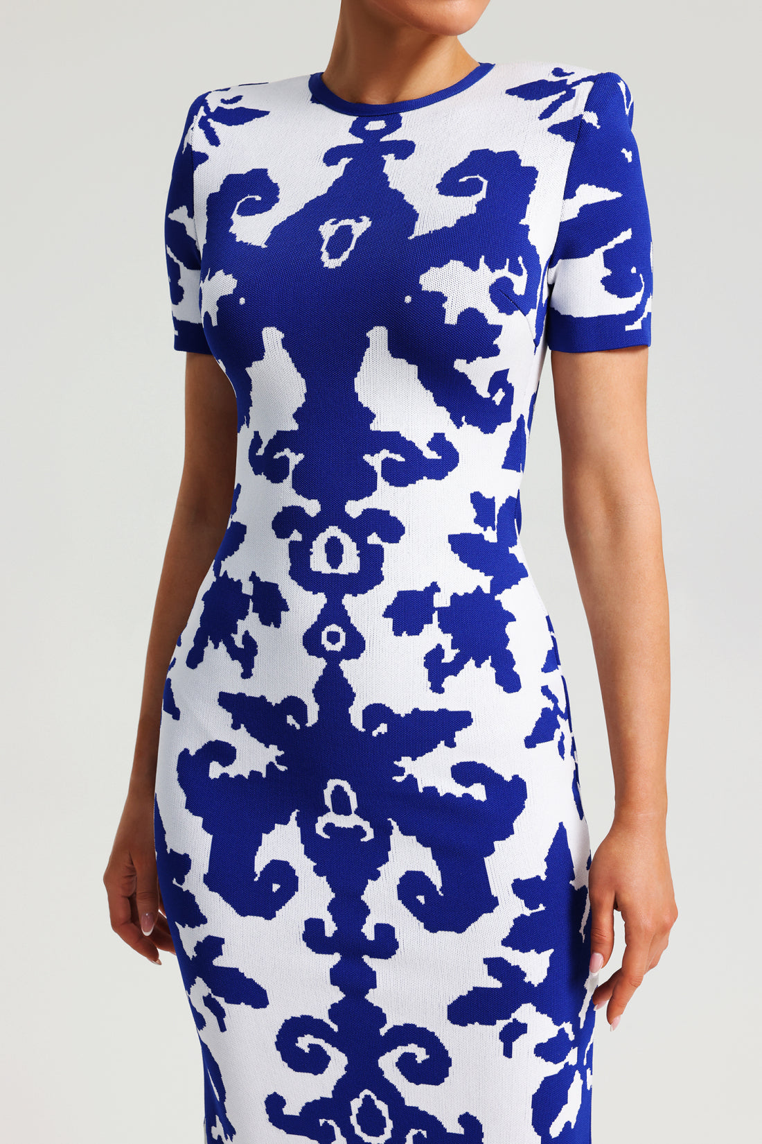 Amara Blue Jacquard Bandage Maxi Dress