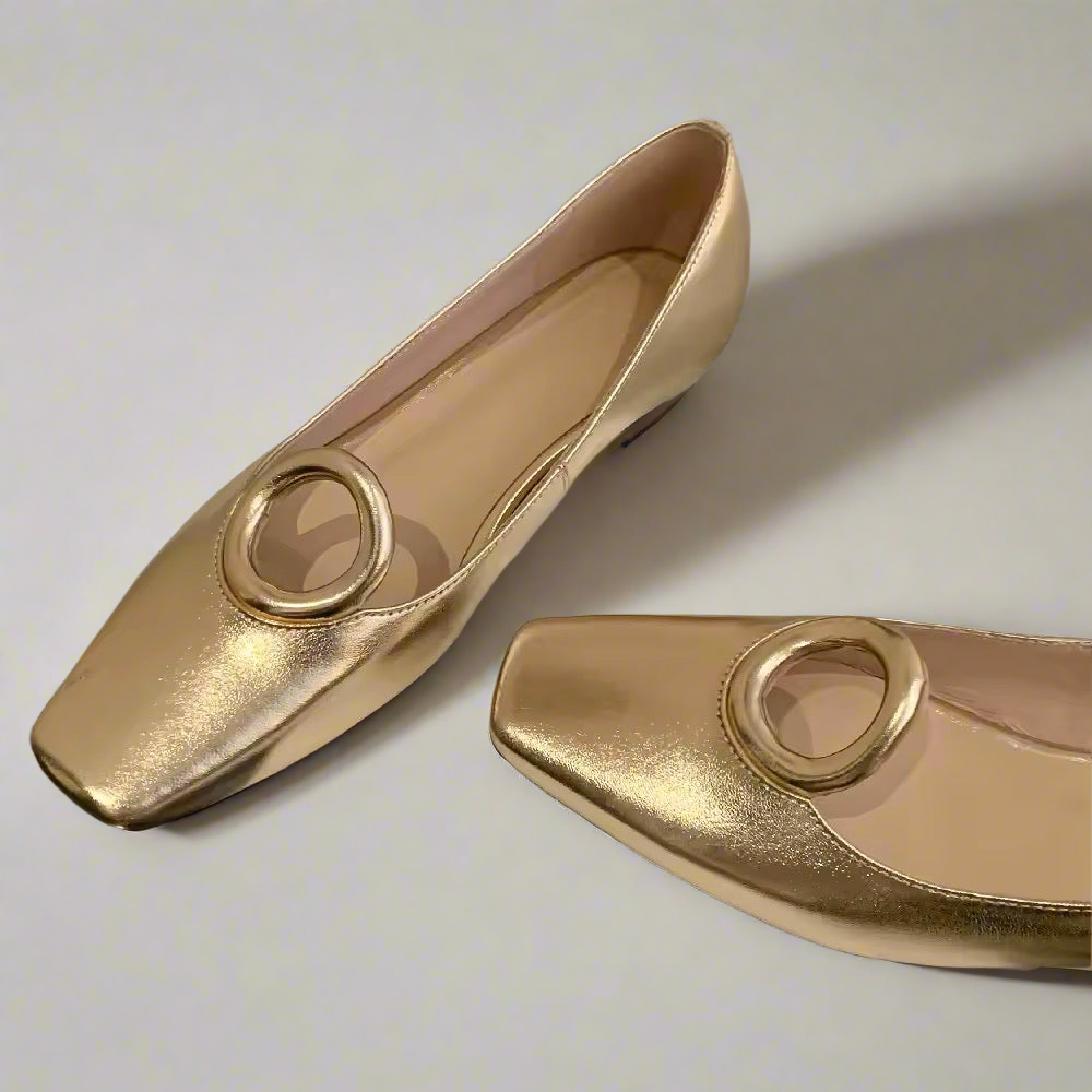 Cyma Gold square toe slip-on ballet flats