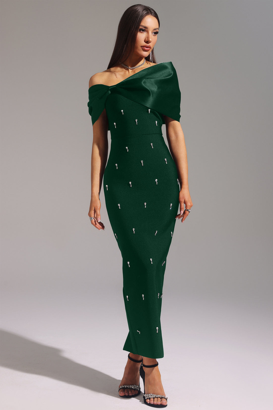 Mandisa Green Diamond Bandage Dress