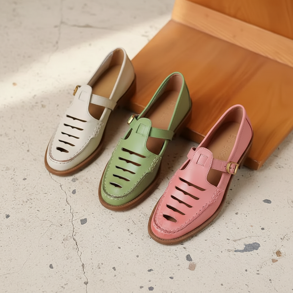 Willow Pink Retro T-Bar Cutout Loafers