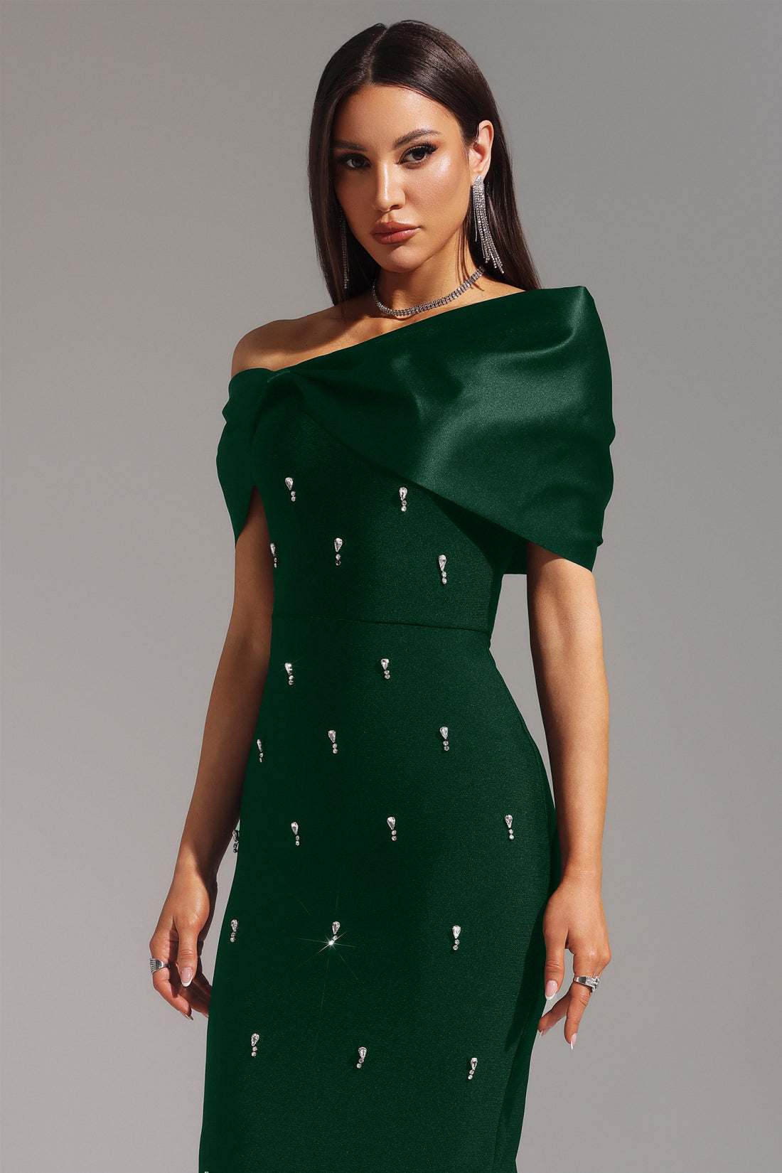 Mandisa Green Diamond Bandage Dress