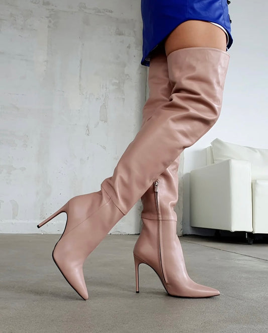 Joelle Matt Nude Thigh High Boots