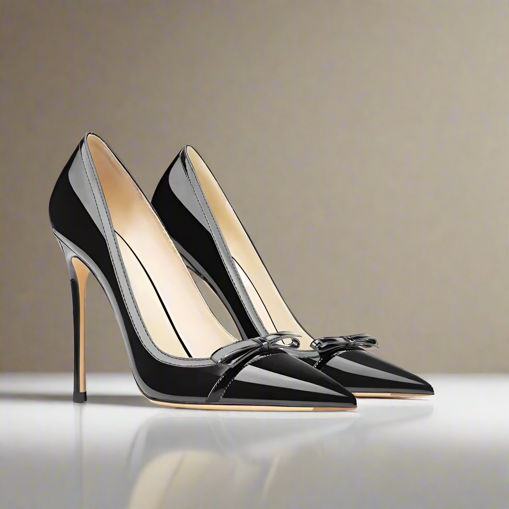 Celine Light Black Bow-tie Heels