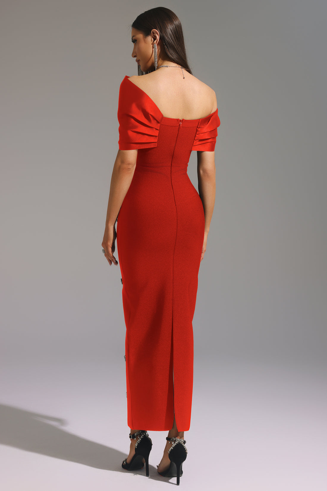 Mandisa Red Diamond Bandage Maxi Dress