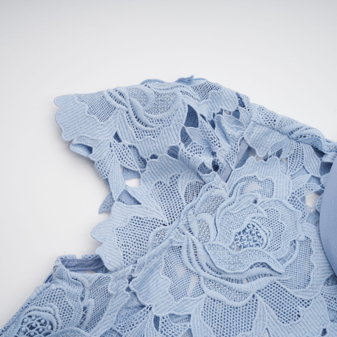 Ailani Blue Floral Applique Lace Midi Dress