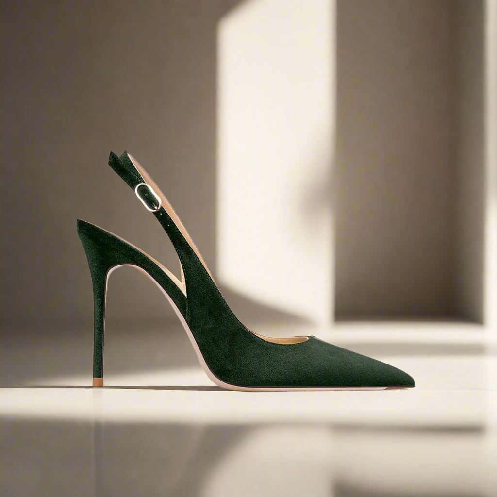 Felicity Green Flock Slingback Sandals