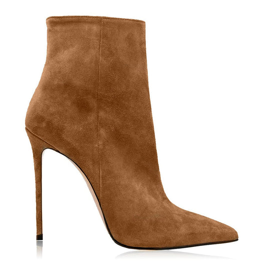 Nala Flock Brown Ankle Boots
