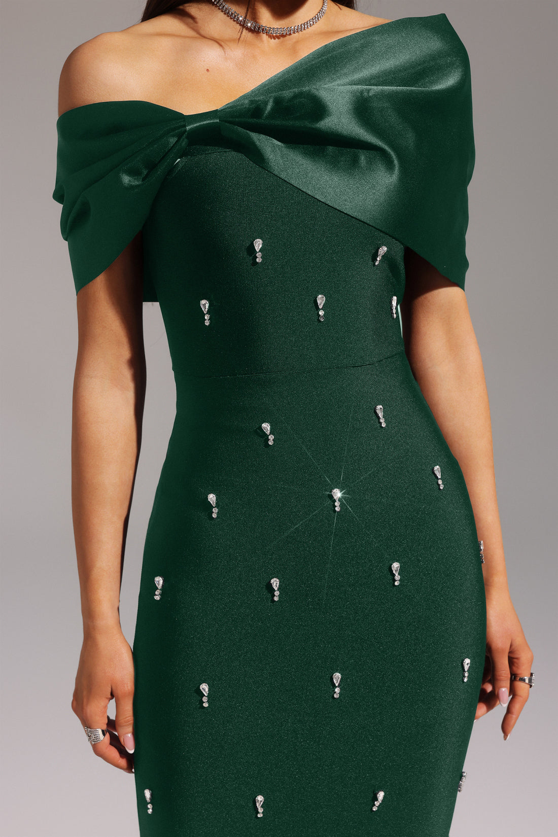 Mandisa Green Diamond Bandage Dress