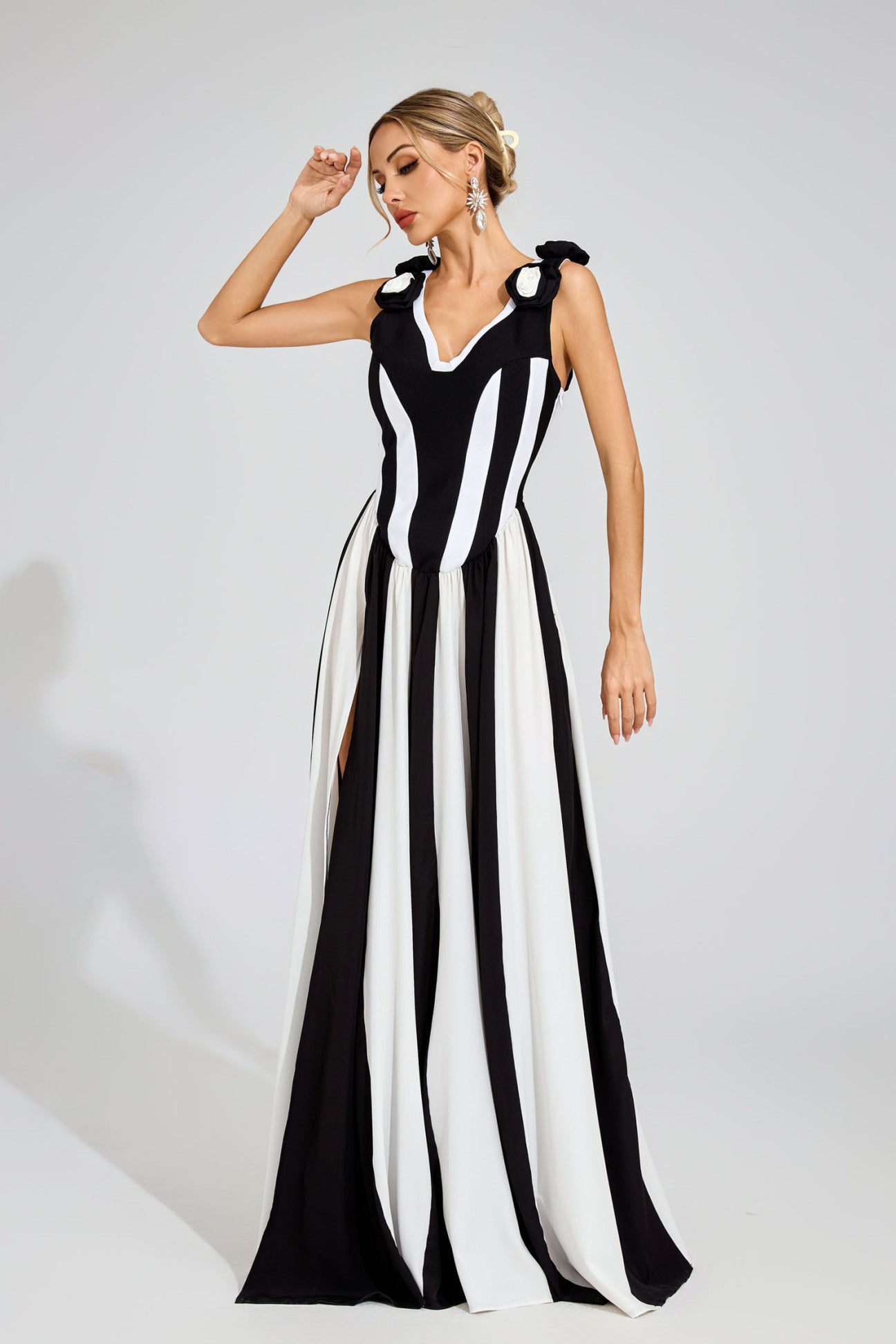 Hilary Black Sleeveless Bandage Maxi Dress