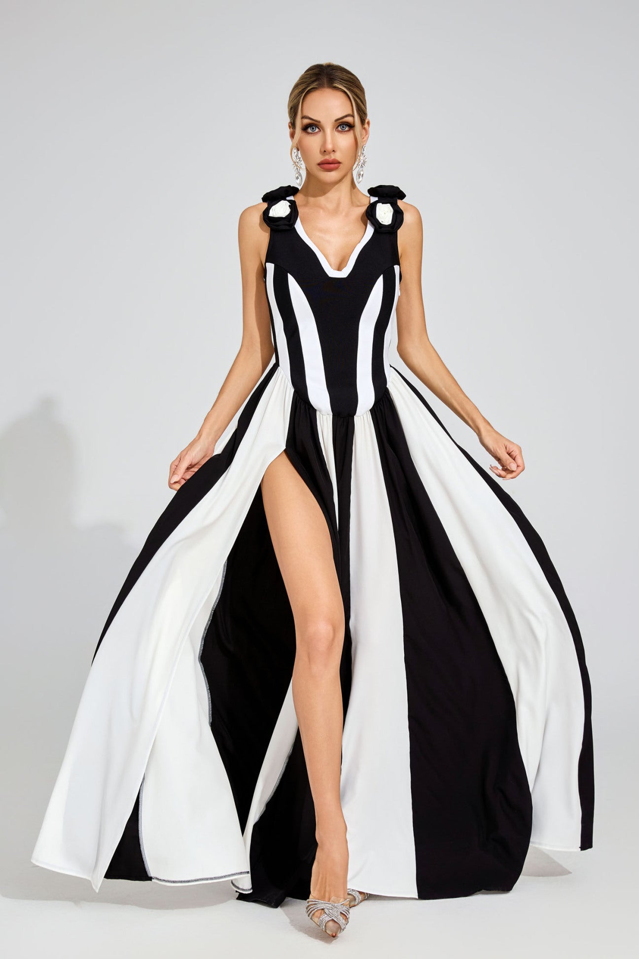 Hilary Black Sleeveless Bandage Maxi Dress