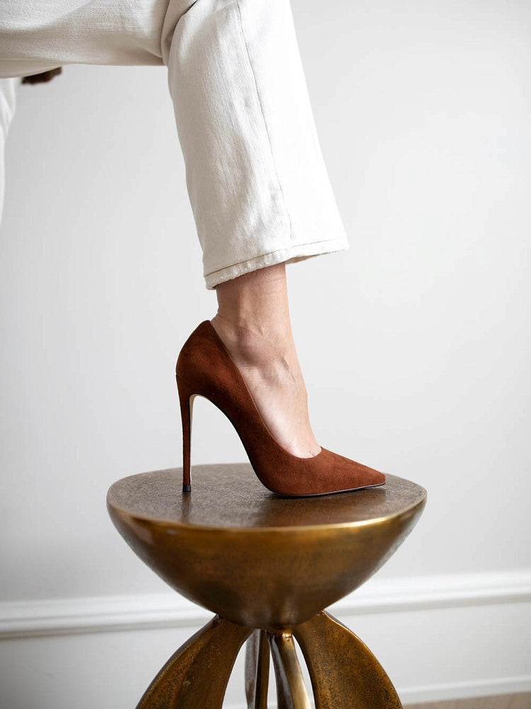 Tabitha Brown Flock Beige Heels