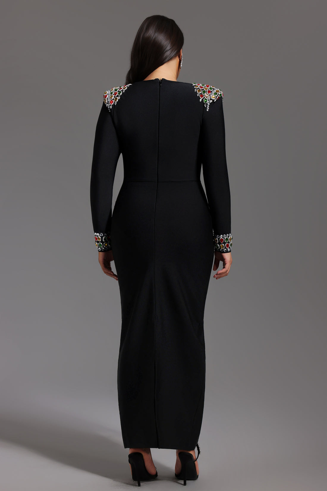 Melinda Black Multi-Color Diamond Bandage Maxi Dress