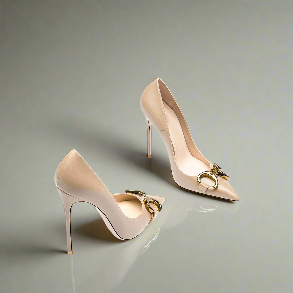 Ellie Leather Nude Heels