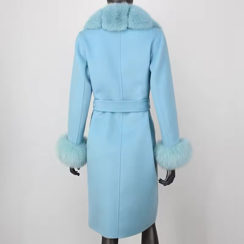 Theodora Blue Cashmere Wool Coat