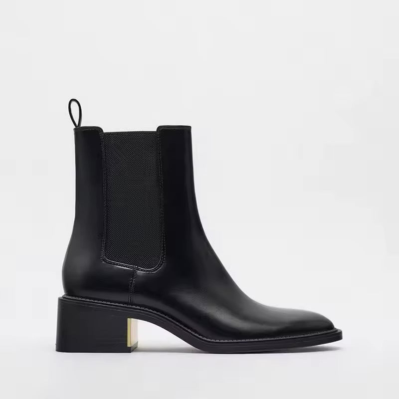 Zinnia Round Toe Chunky Heel Boots
