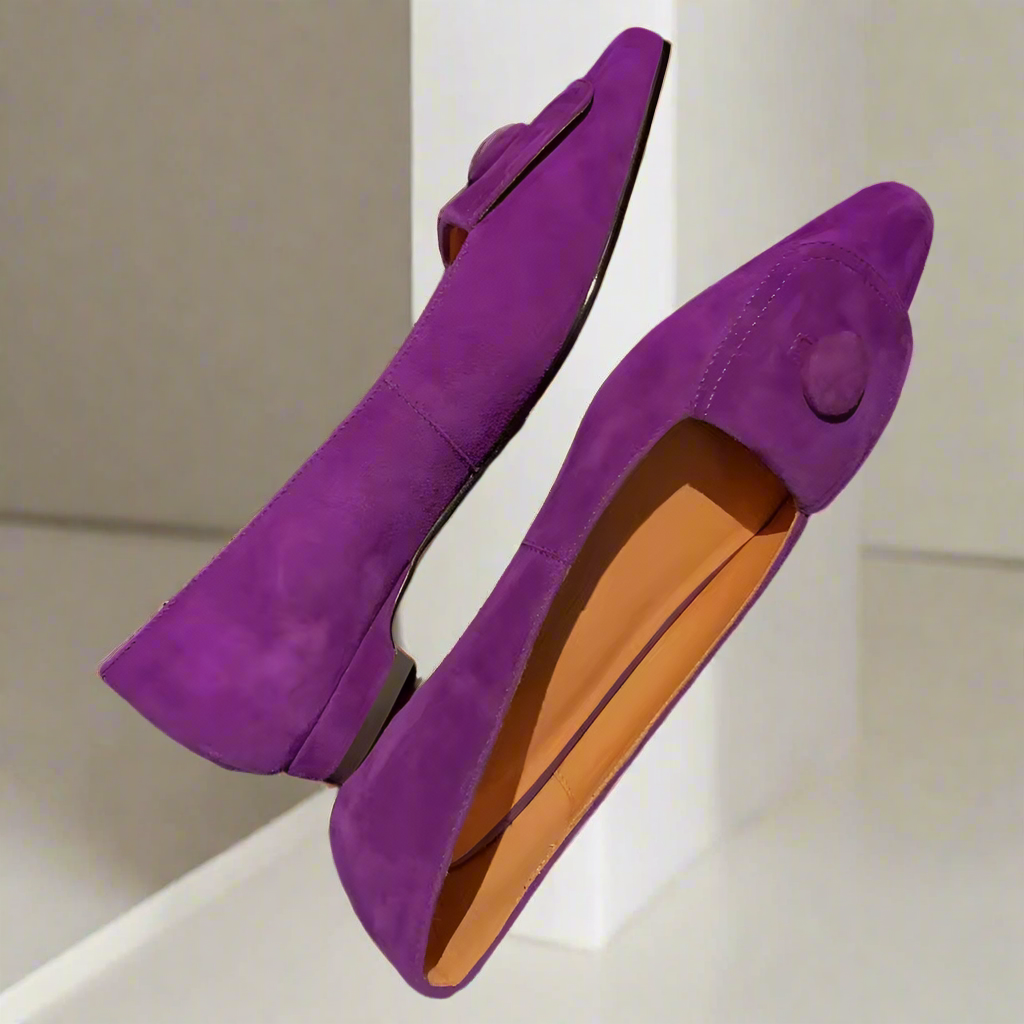 Ariella Purple Metal Buckle Slip-on Flats