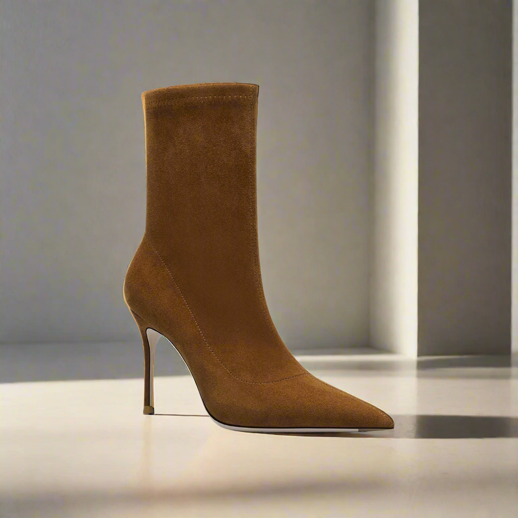 Daisy Coffee Mid-Calf Leather Boots