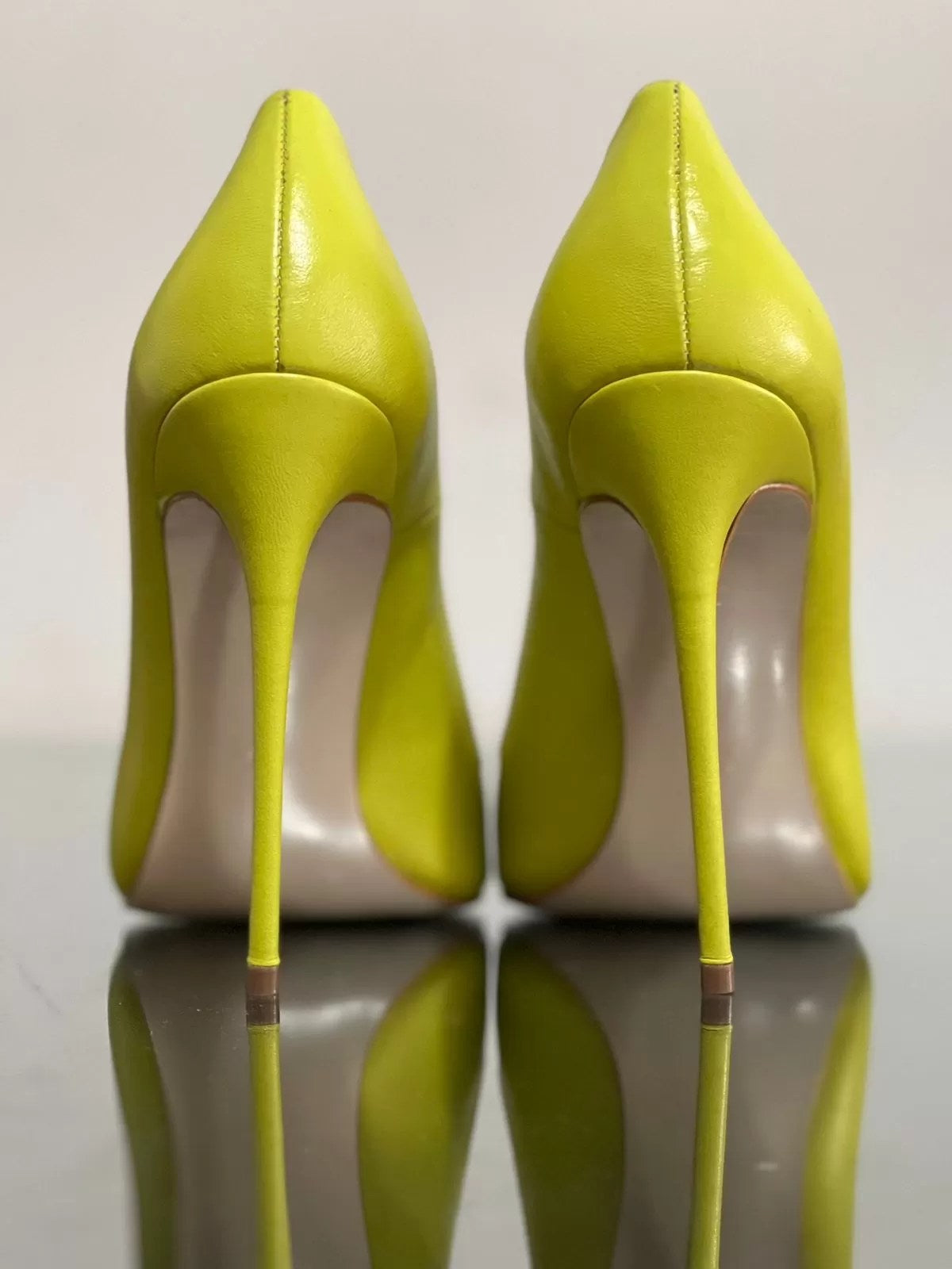 Gabriella Matt Lime Leather Heels