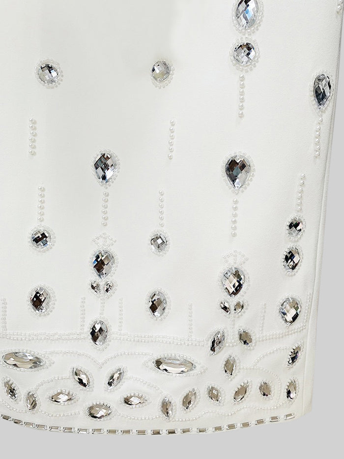 Carmen White Diamond Embellished Two Piece Dress