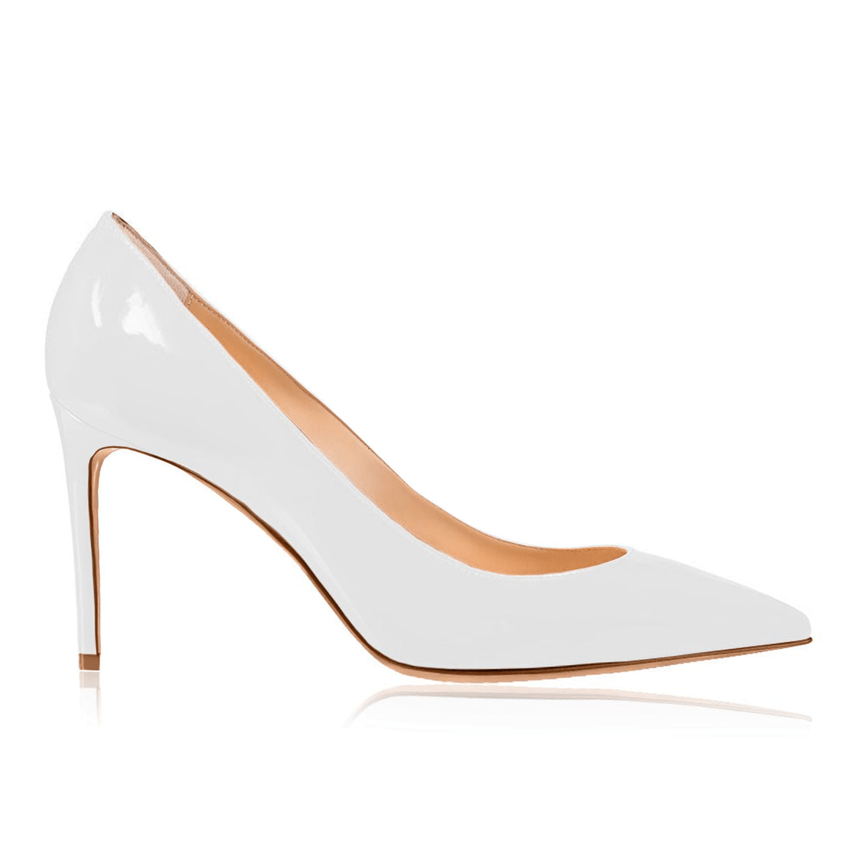 Gabriella White Patent Leather Heels