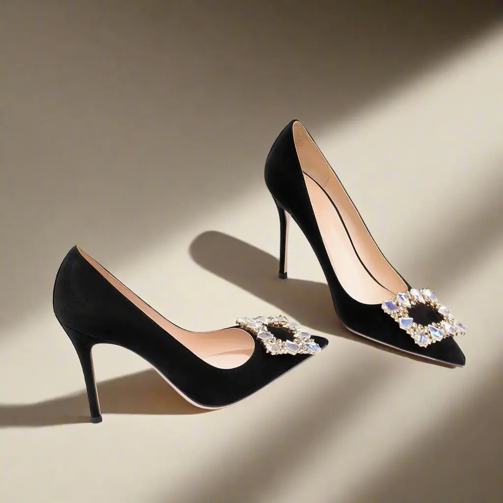Bente Blessed Suede Black Heels Queen Sheila Brand