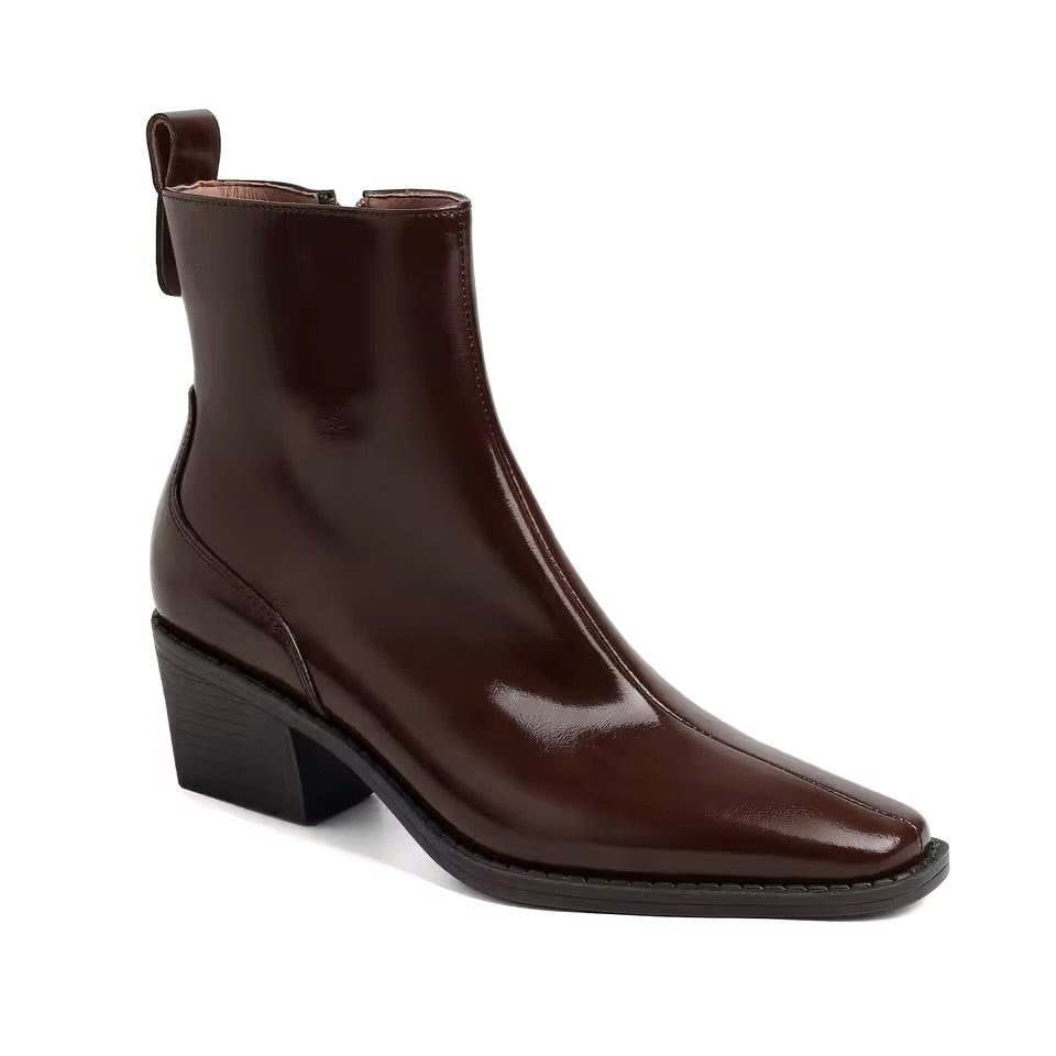 Anita Dark Leather Burgundy Ankle Boots