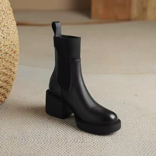 Shiloh Black Platform Leather Boots
