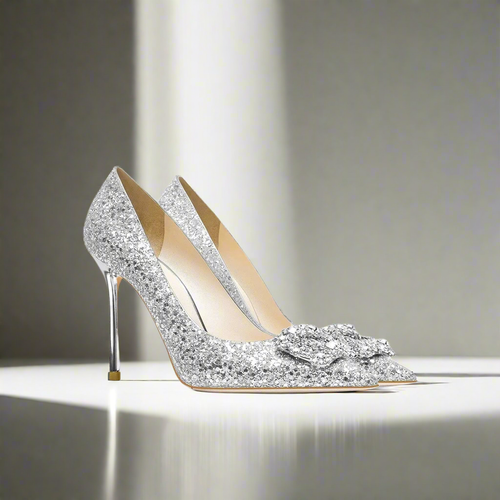 Tamil Silver Sequin Heels