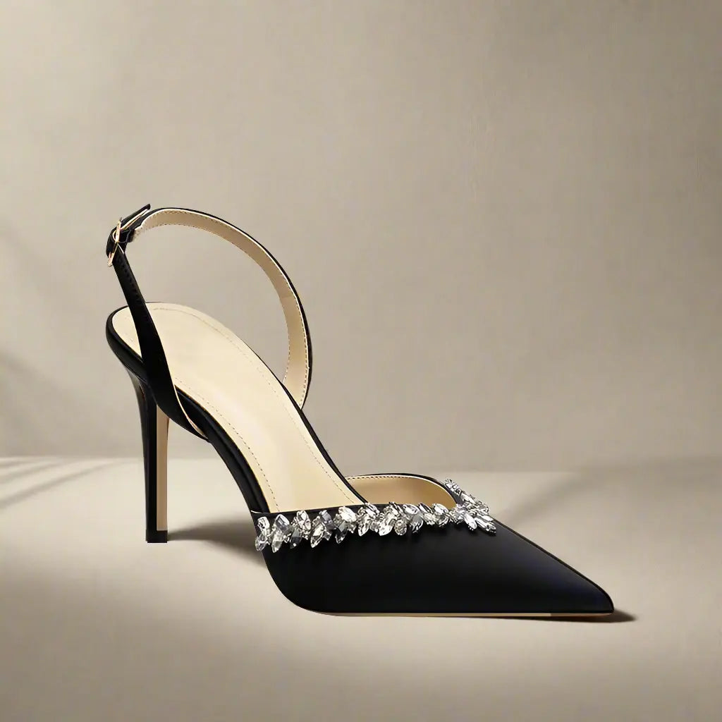 Fantasia Black Slingback Sandals - Queen Sheila Brand