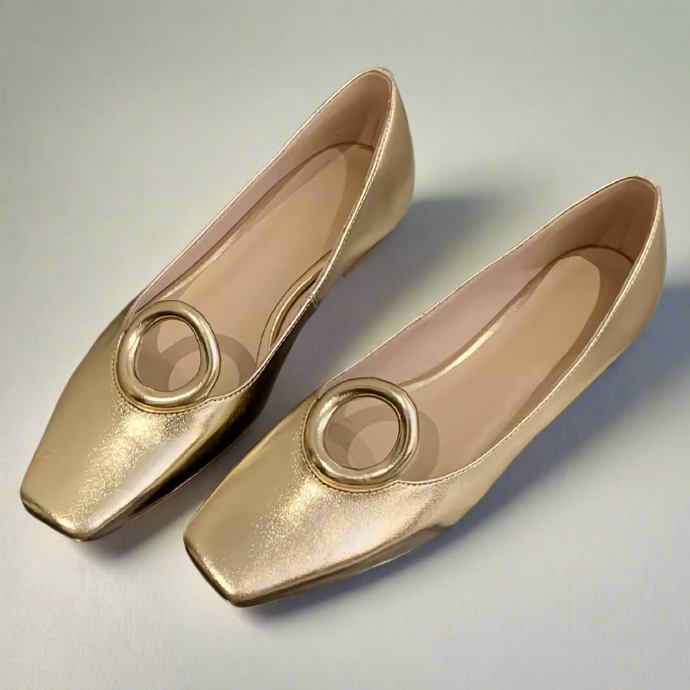 Cyma Gold square toe slip-on ballet flats