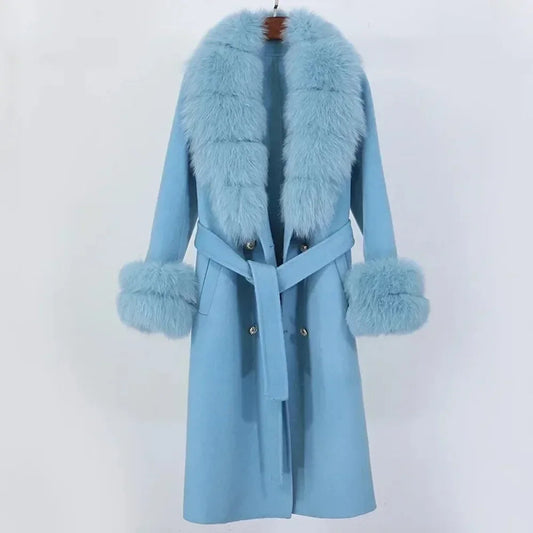 Theodora Blue Cashmere Wool Coat