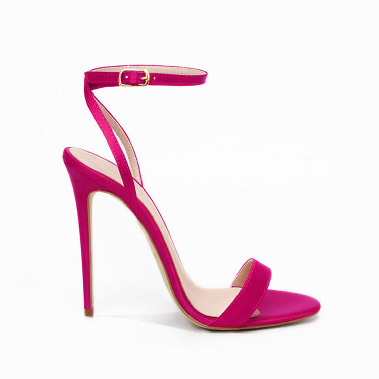 Sihle Pink Satin Lace-Up Sandals