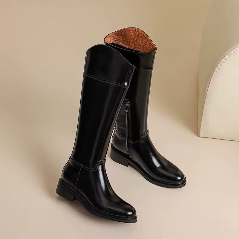 Keziah Black Knee High Leather Boots
